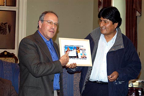 Tomas Hirsch y Evo Morales